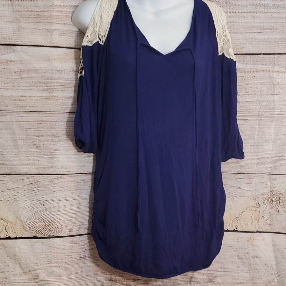 Lace cold shoulder blouse